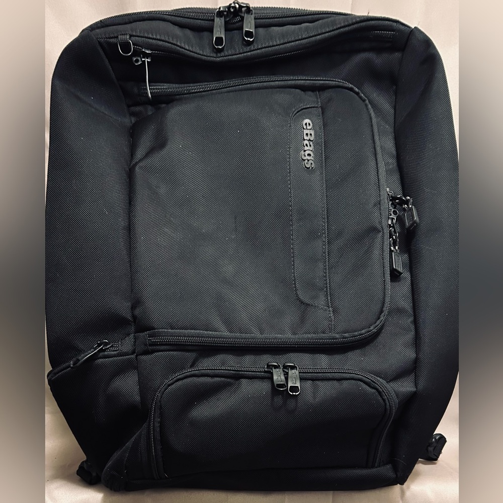 Ebag Black w/ Orange Interior Travel Laptop Backpack ( 18”x12”x8.5” )